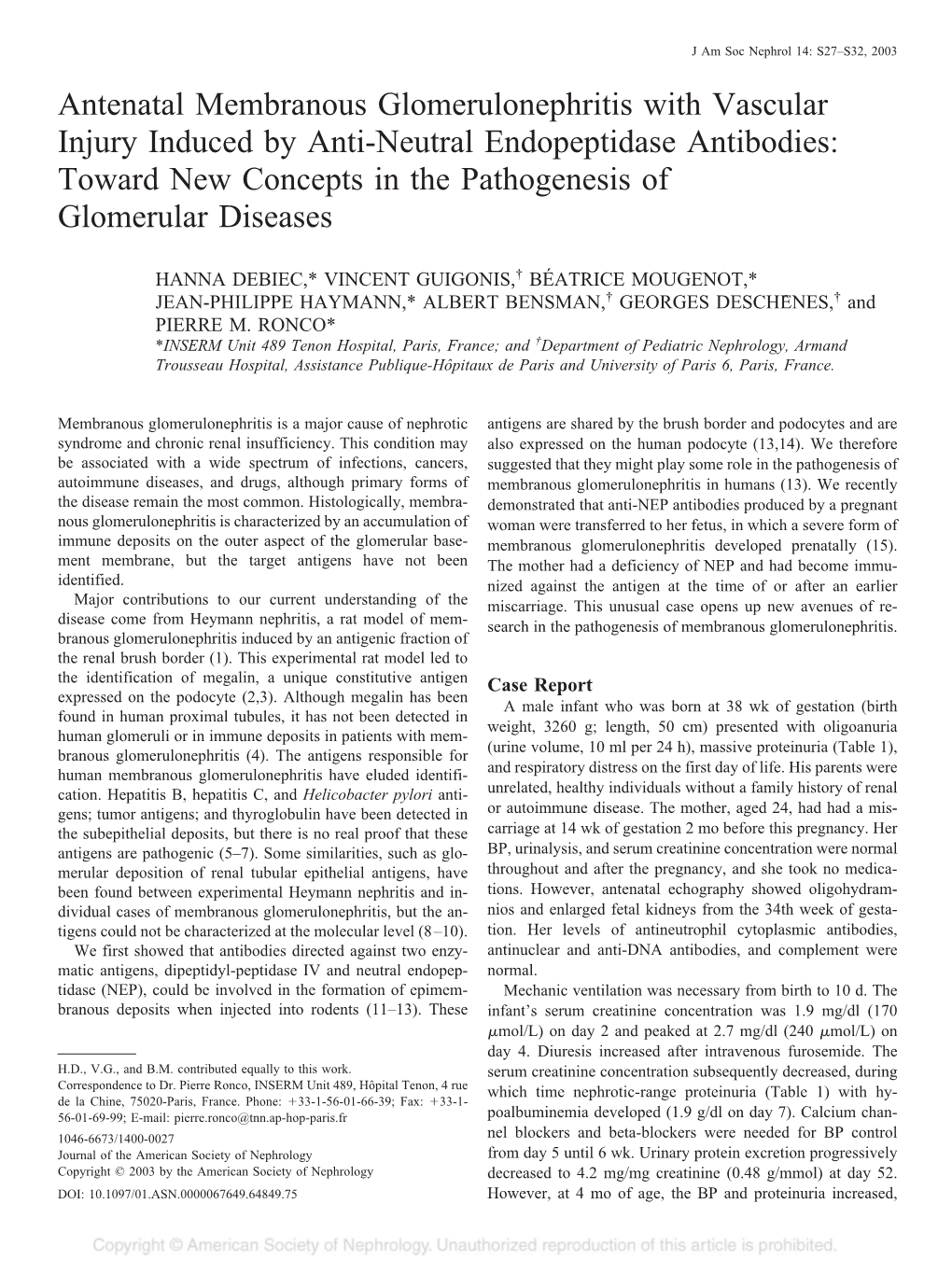 Antenatal Membranous Glomerulonephritis With
