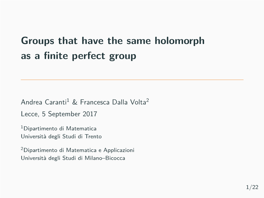 Groups That Have the Same Holomorph As a Finite Perfect Group