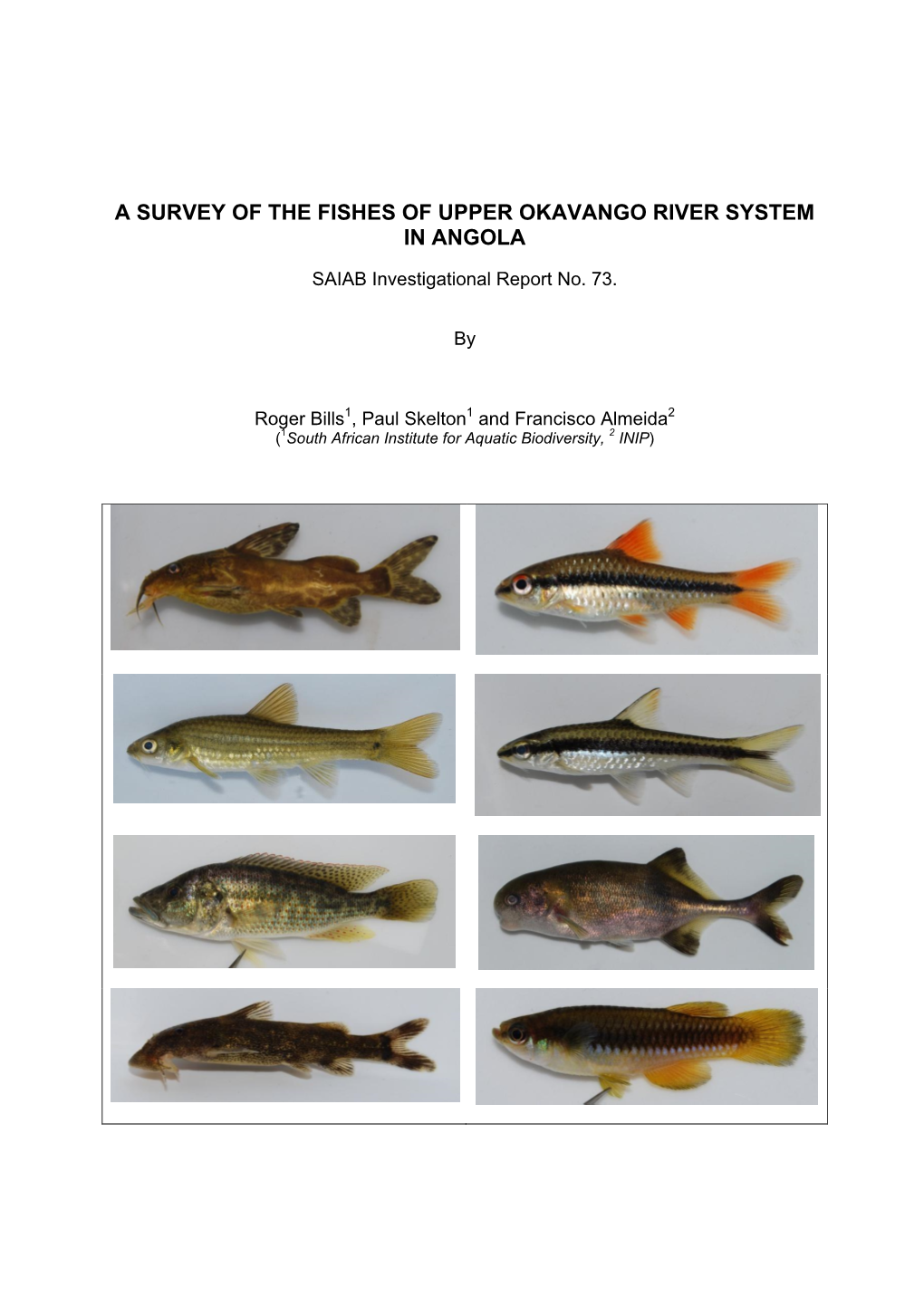 A Survey of the Fishes of Upper Okavango River System in Angola