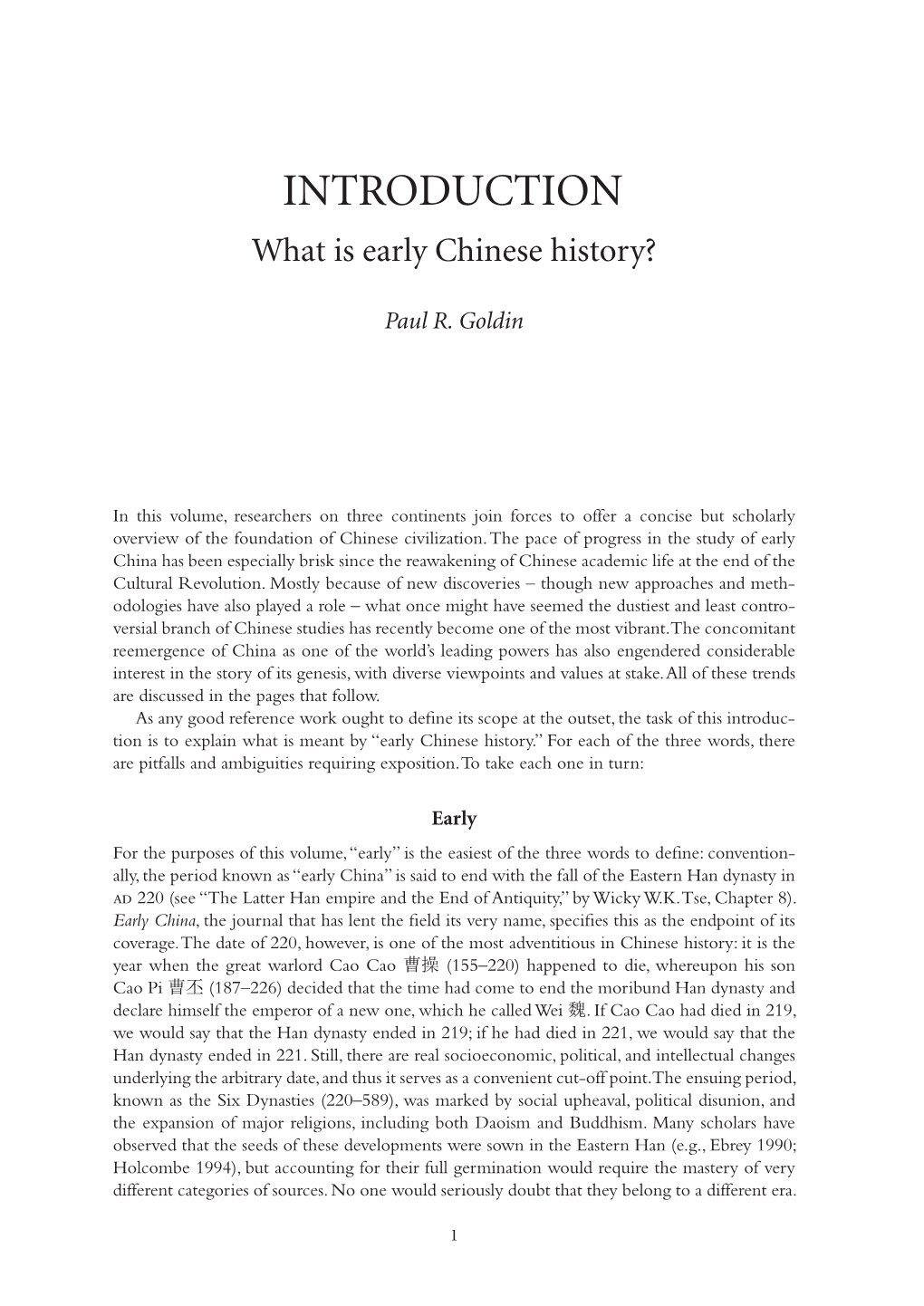 Introduction: What Is Early Chinese History?