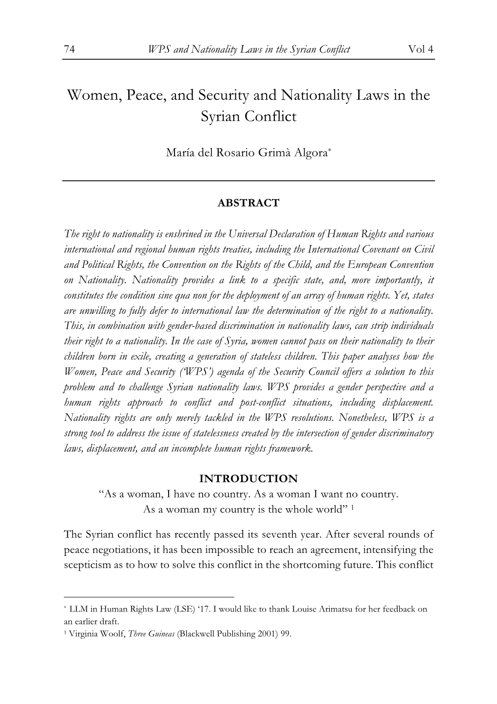 Women, Peace, and Security and Nationality Laws in the Syrian Conflict