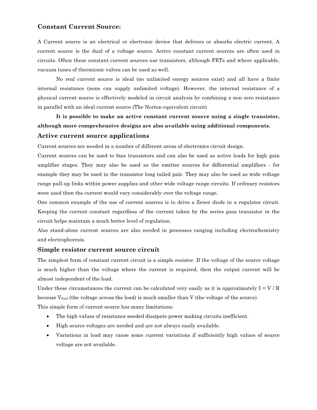 Constant Current Source: Active Current Source Applications Simple