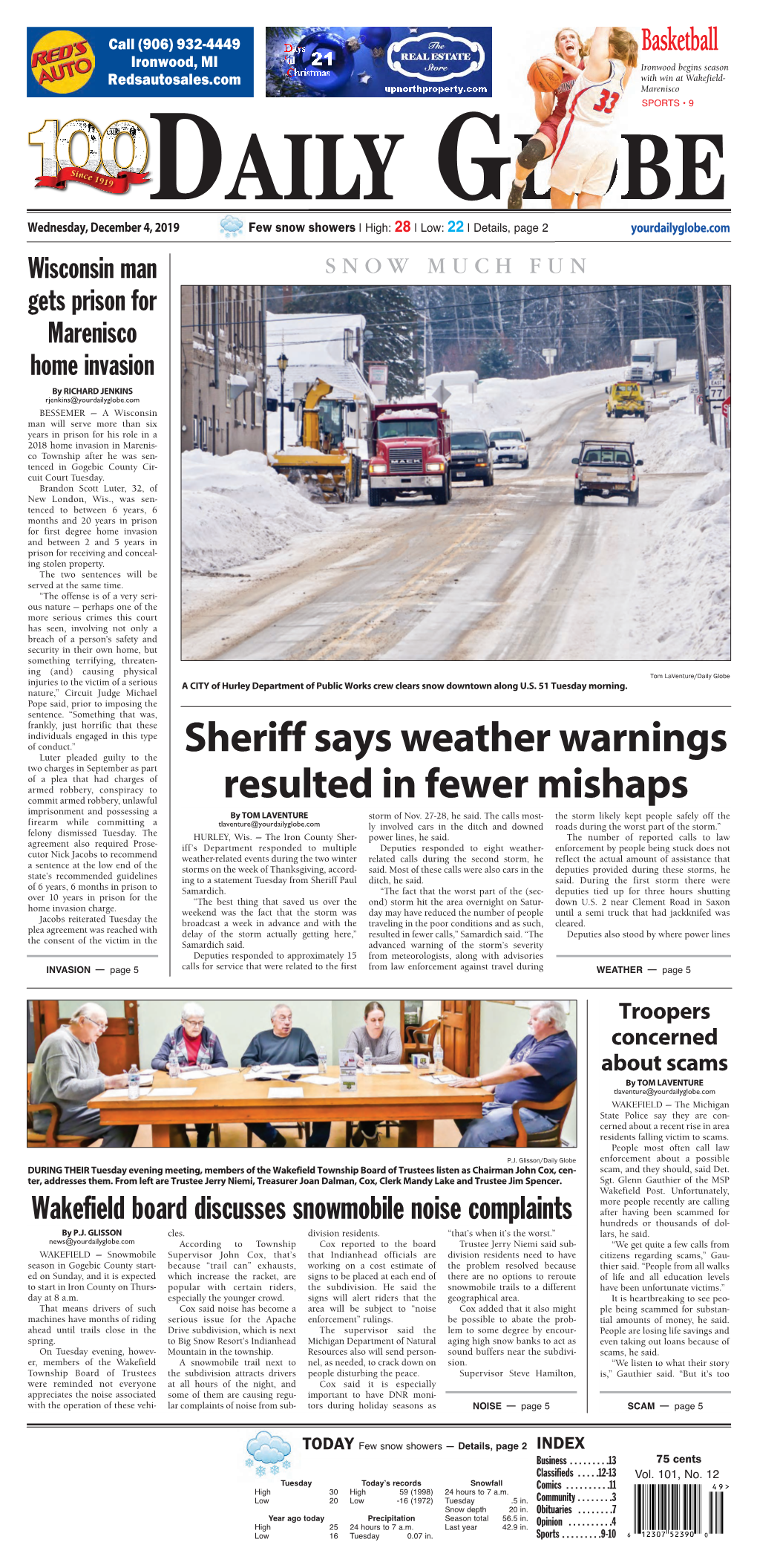Sheriff Says Weather Warnings Resulted in Fewer Mishaps