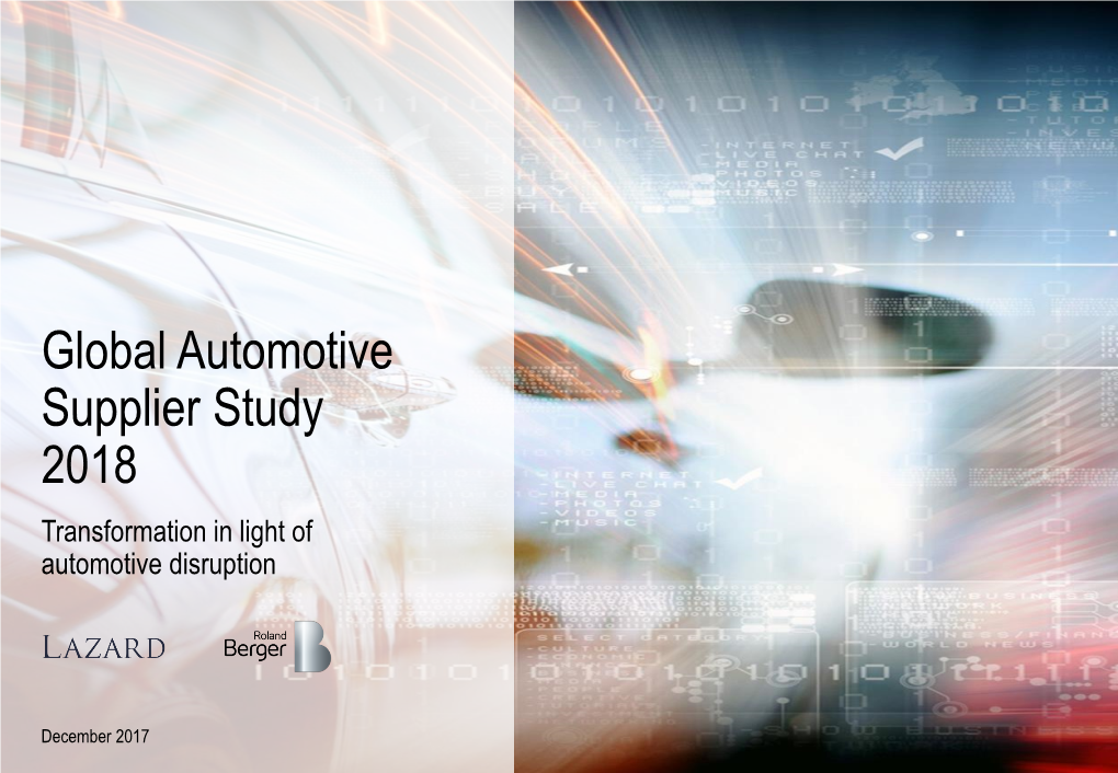 Global Automotive Supplier Study 2018 Transformation in Light of Automotive Disruption