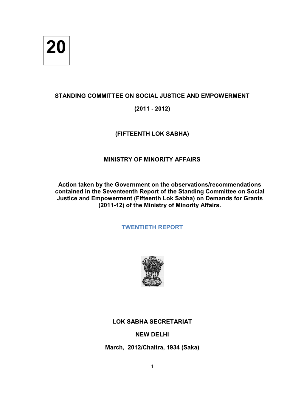 Standing Committee on Social Justice and Empowerment