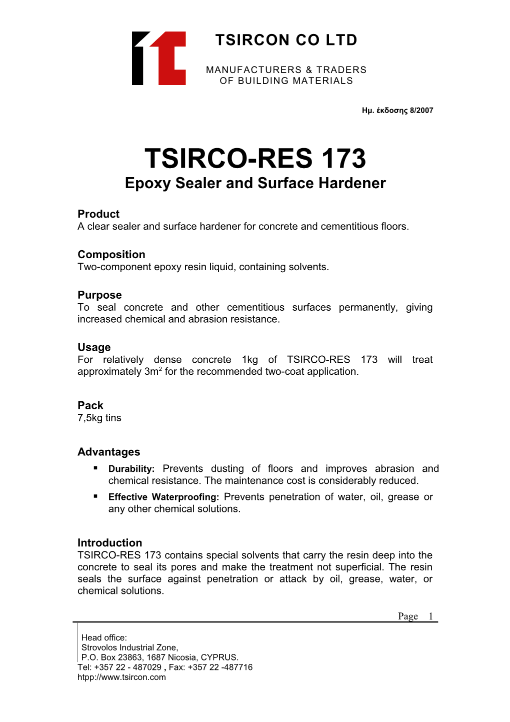 Epoxy Sealer and Surface Hardener