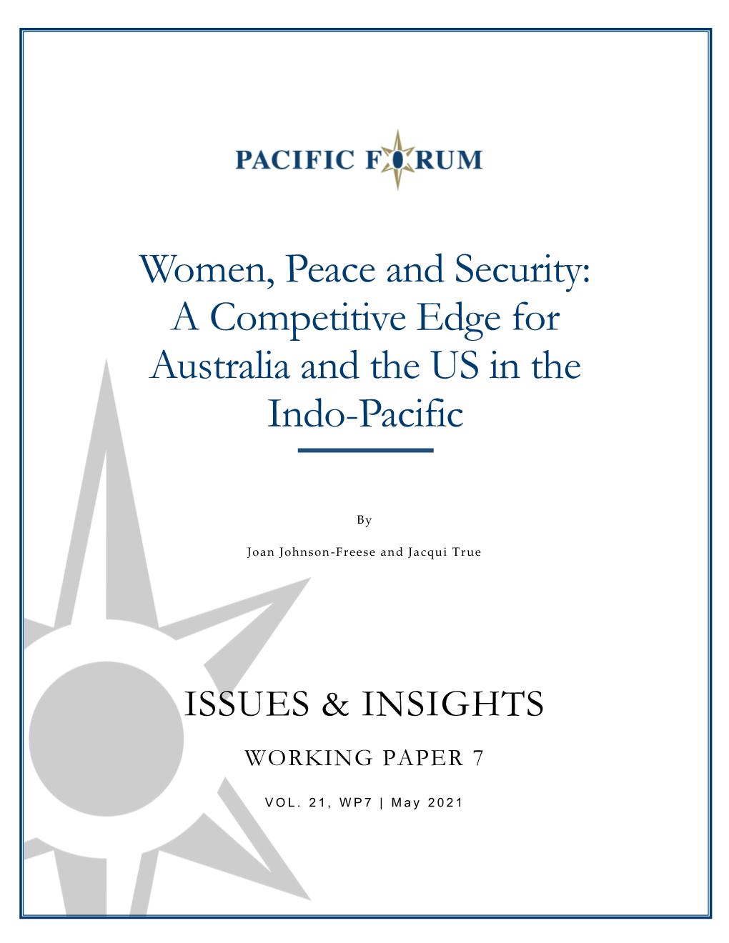 Women, Peace and Security: a Competitive Edge for Australia and the US in the Indo-Pacific