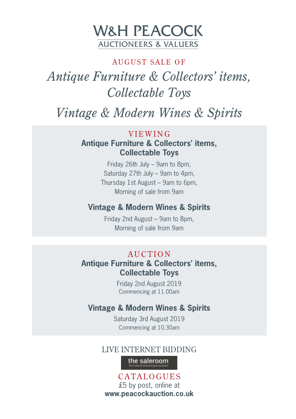 Vintage & Modern Wines & Spirits Saturday 03 August 2019 Bedford Auction Centre