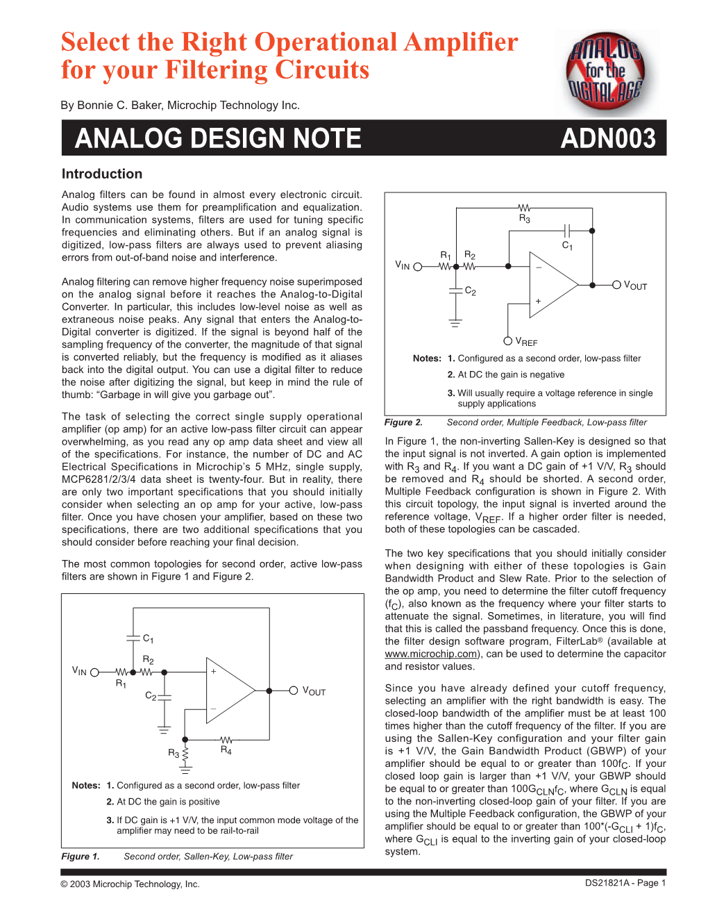 Select the Right Operational Amplifier for Your Filtering Circuits