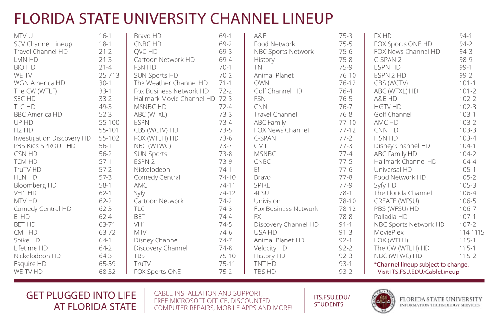 Florida State University Channel Lineup