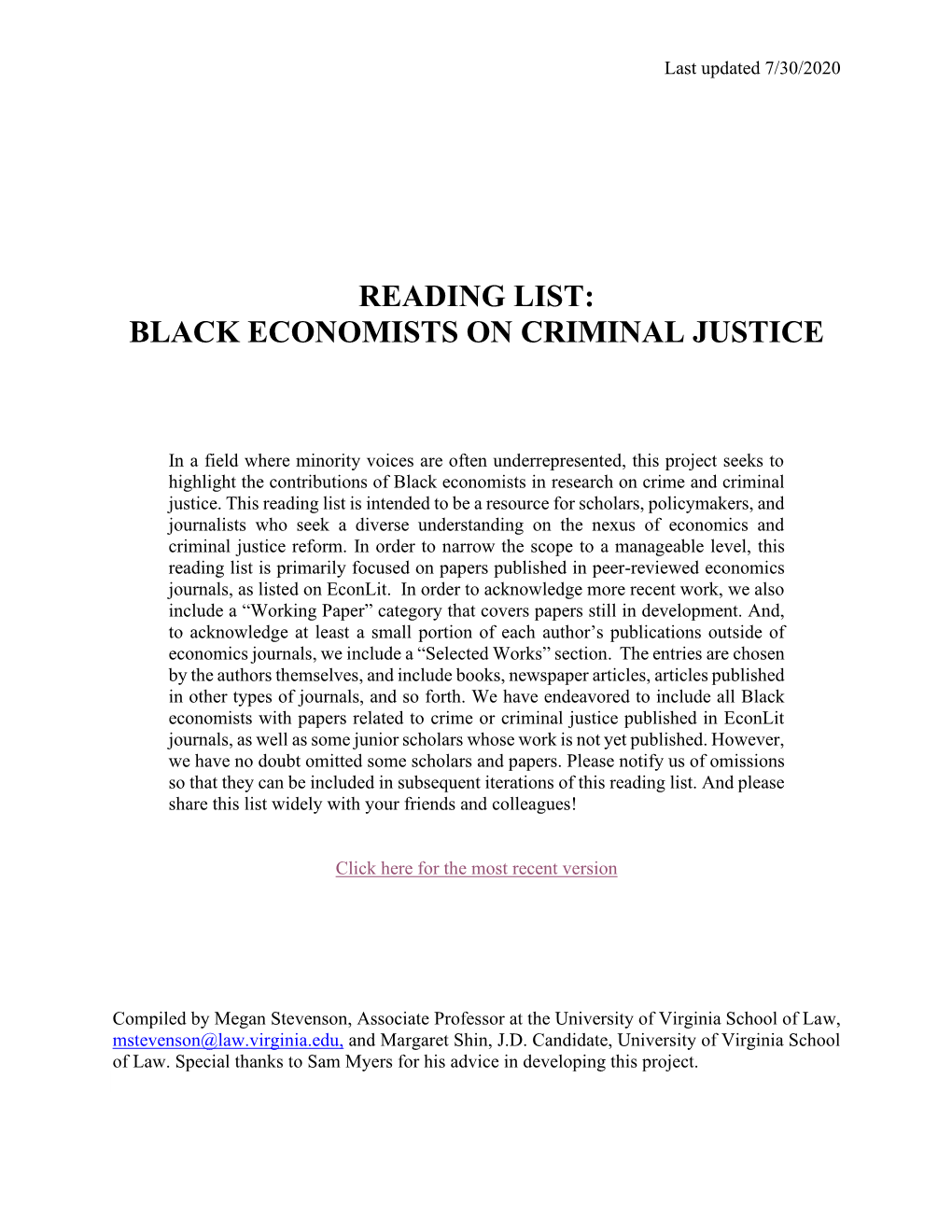 Black Economists on Criminal Justice