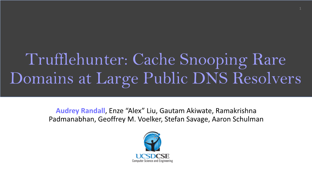 Trufflehunter: Cache Snooping Rare Domains at Large Public DNS Resolvers