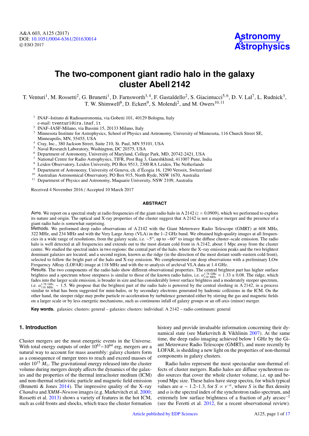 The Two-Component Giant Radio Halo in the Galaxy Cluster Abell 2142 T