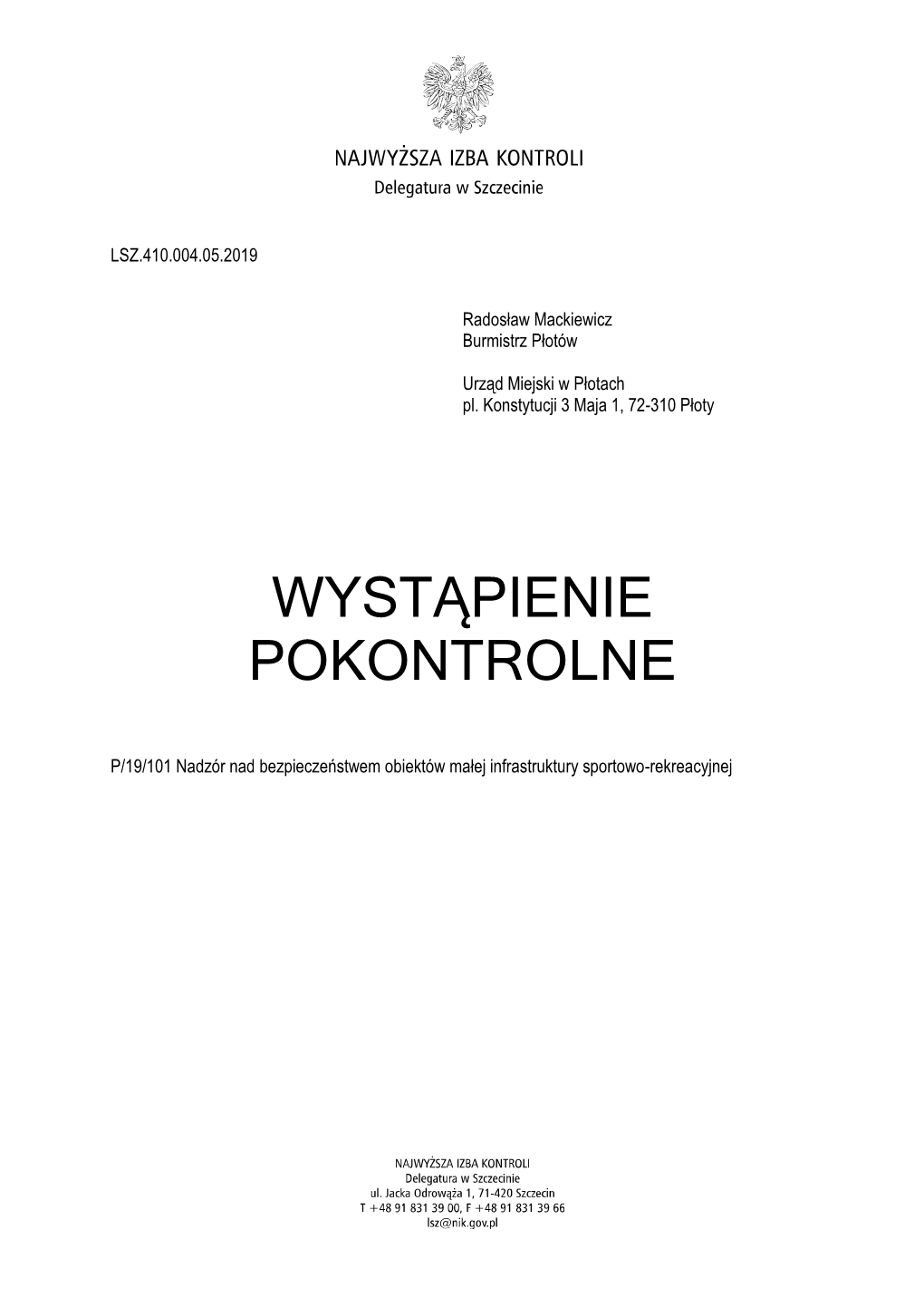 Wystąpienie Pokontrolne