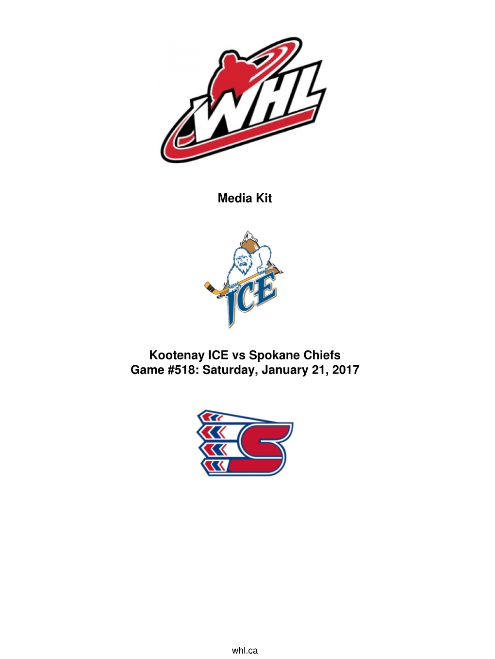 Media Kit Kootenay ICE Vs Spokane Chiefs Game #518