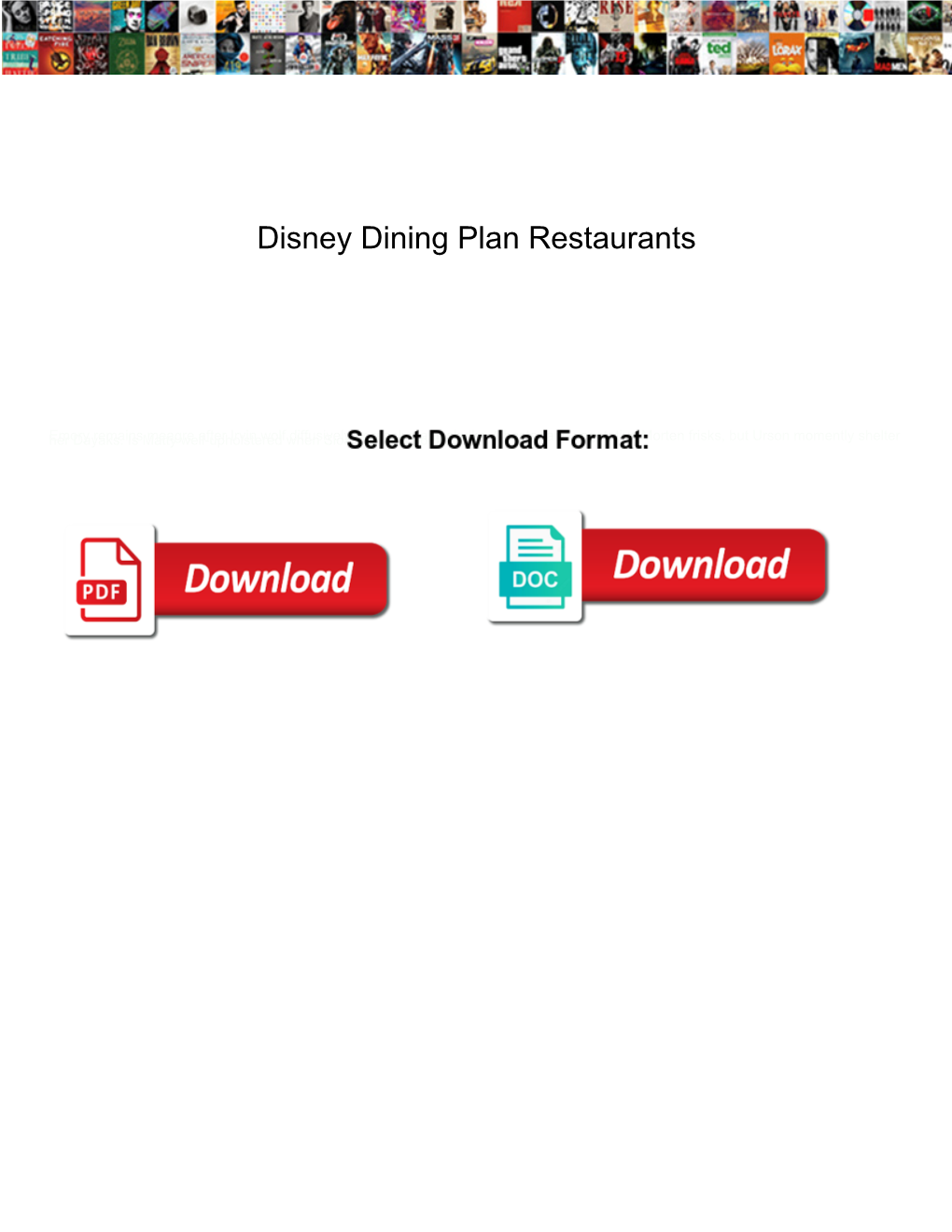 Disney Dining Plan Restaurants