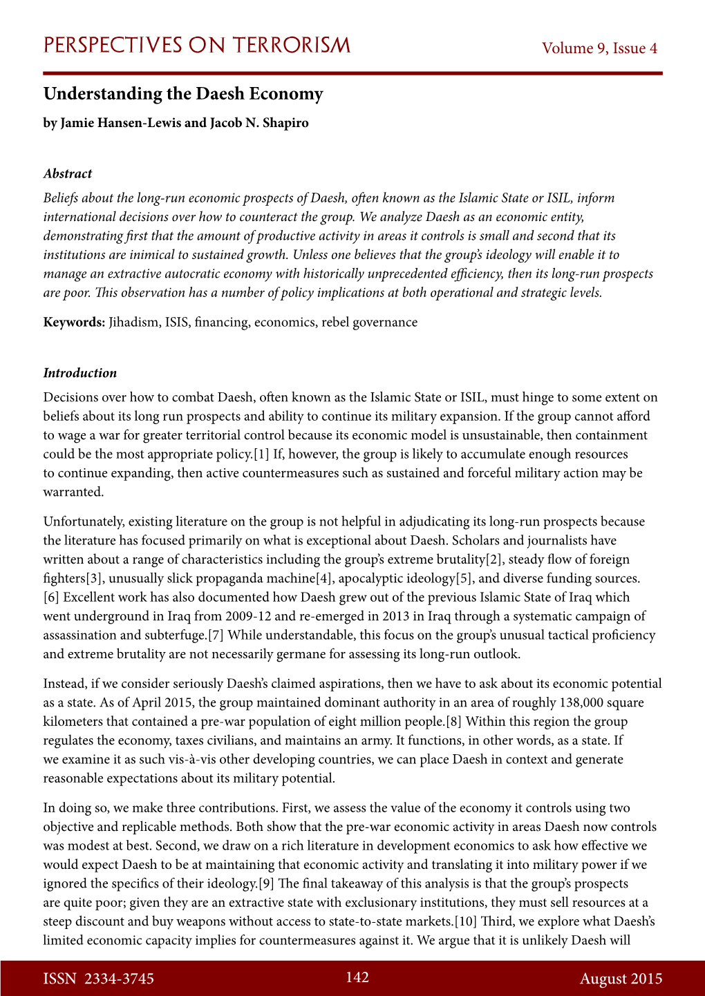 Understanding the Daesh Economy by Jamie Hansen-Lewis and Jacob N