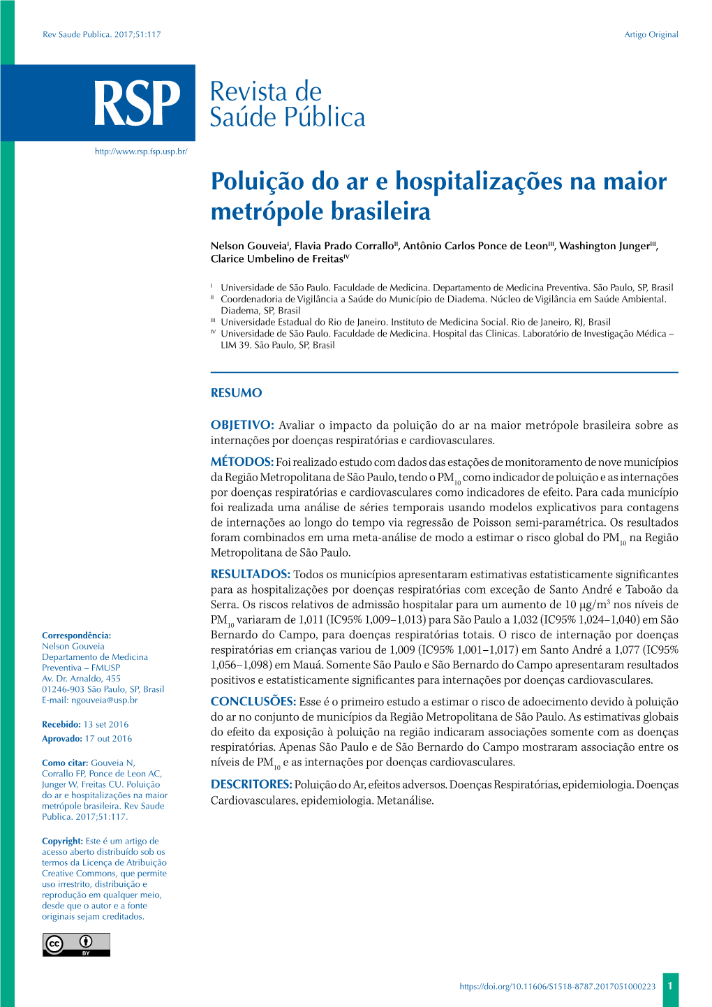 Poluição Do Ar E Hospitalizações Na Maior Metrópole Brasileira