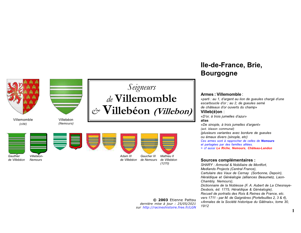 Seigneurs De Villemomble & Villebéon (Villebon)