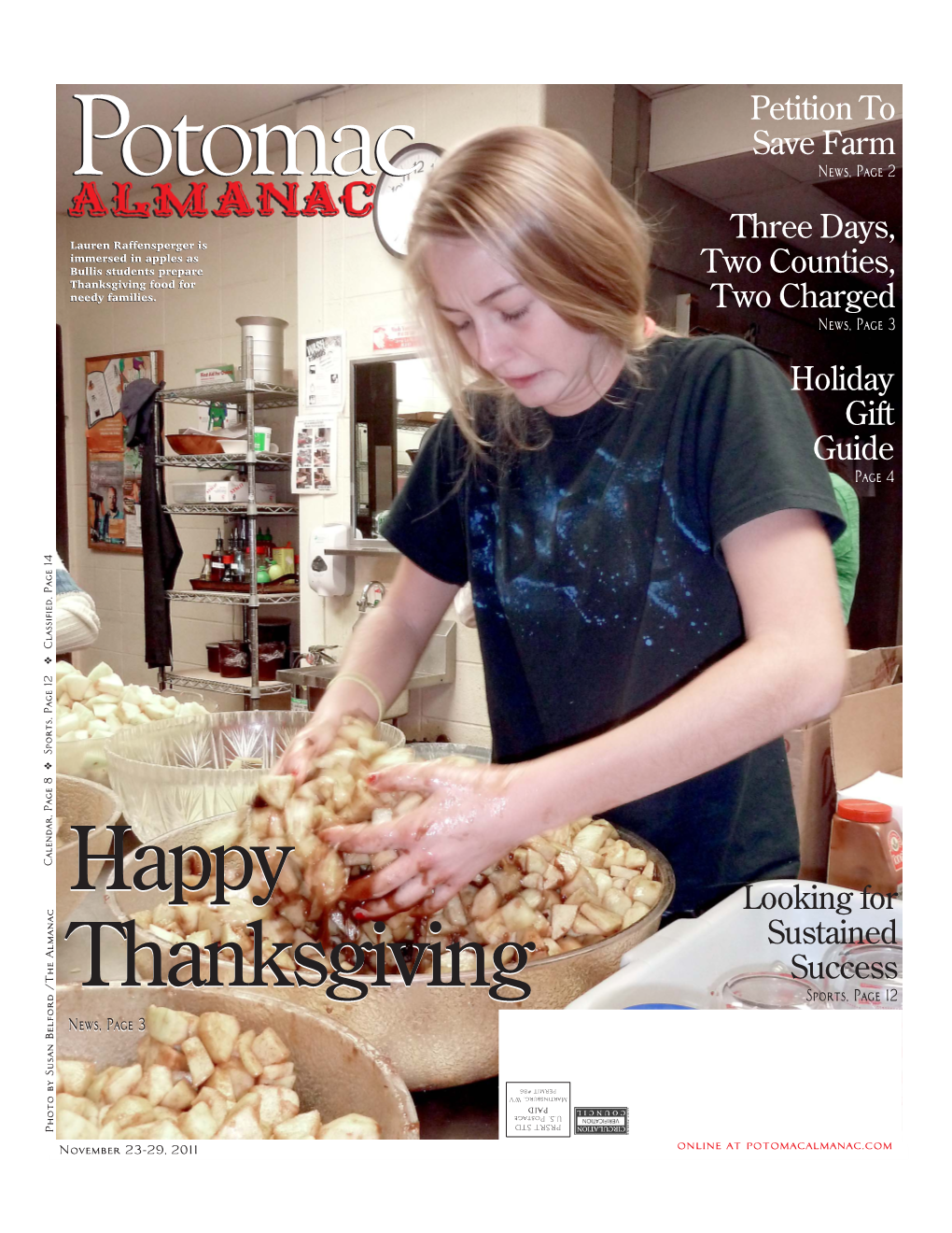 Potomacpotomac News, Page 2 Three Days, Lauren Raffensperger Is Immersed in Apples As Bullis Students Prepare Two Counties, Thanksgiving Food for Needy Families