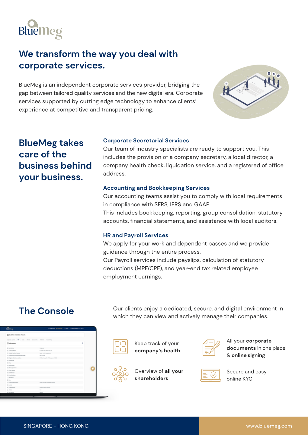 We Transform the Way You Deal with Corporate Services. Bluemeg Takes