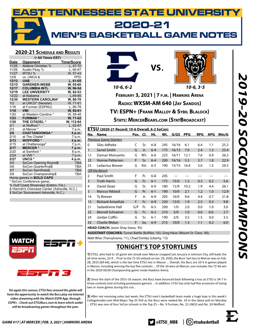 Note: Only Ranks Where ETSU Isinthetop Ranksnote: Whereetsu Only Listed 50Are L Irst Ead