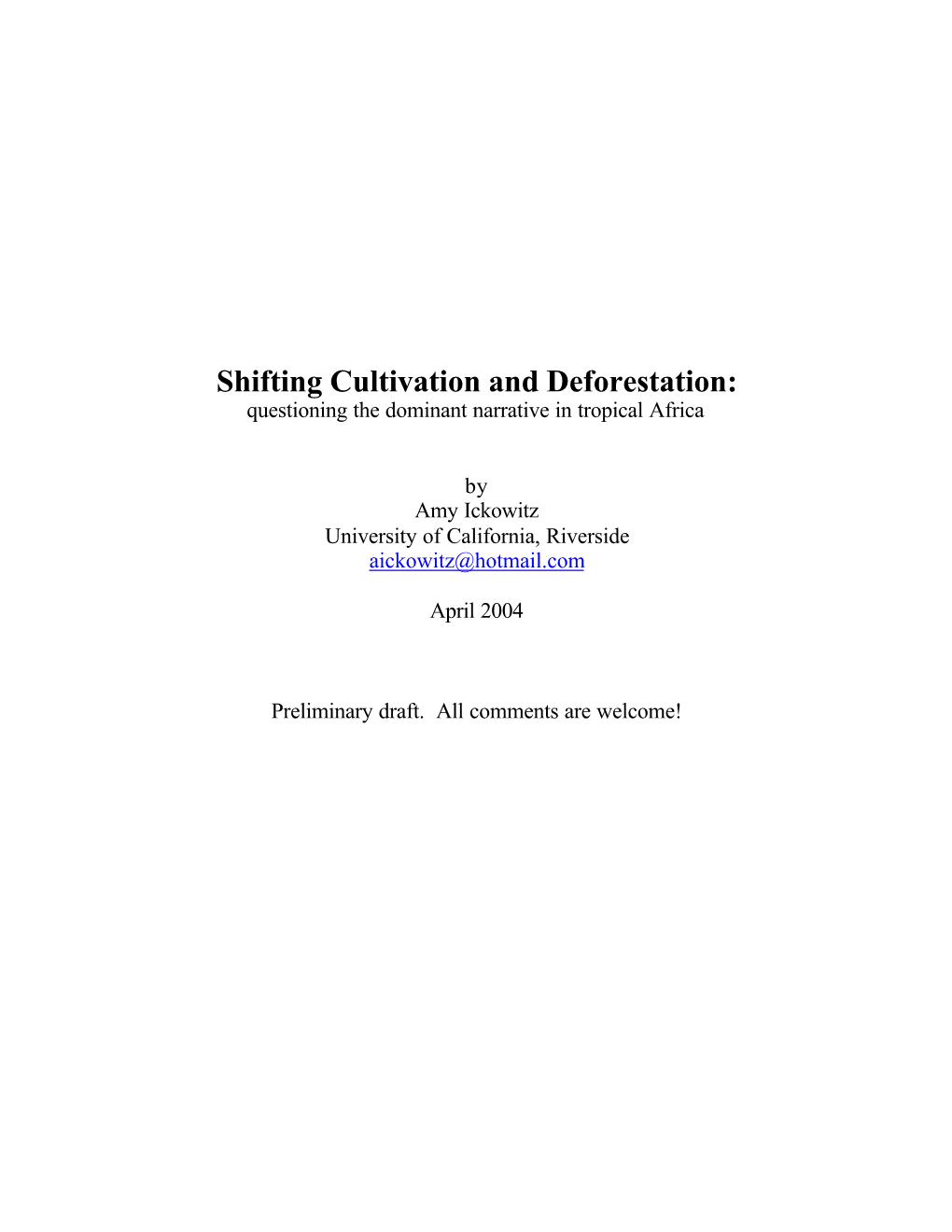 Ickowitz-Shifting Cultivation and Deforestation