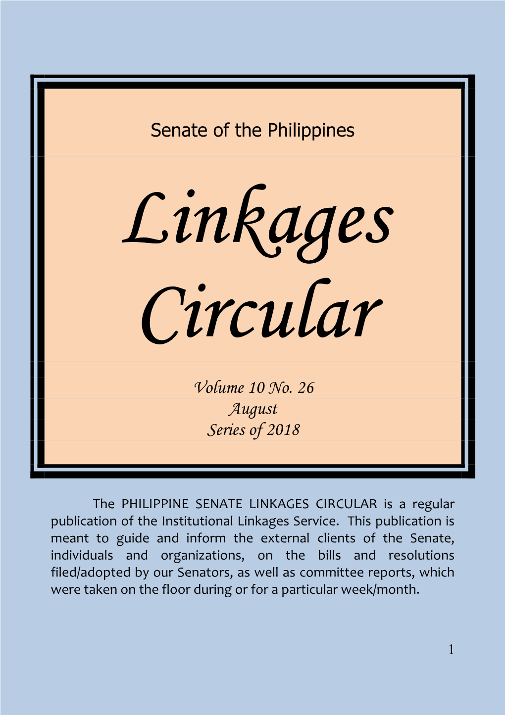 Linkages Circular Vol. 10 No. 26