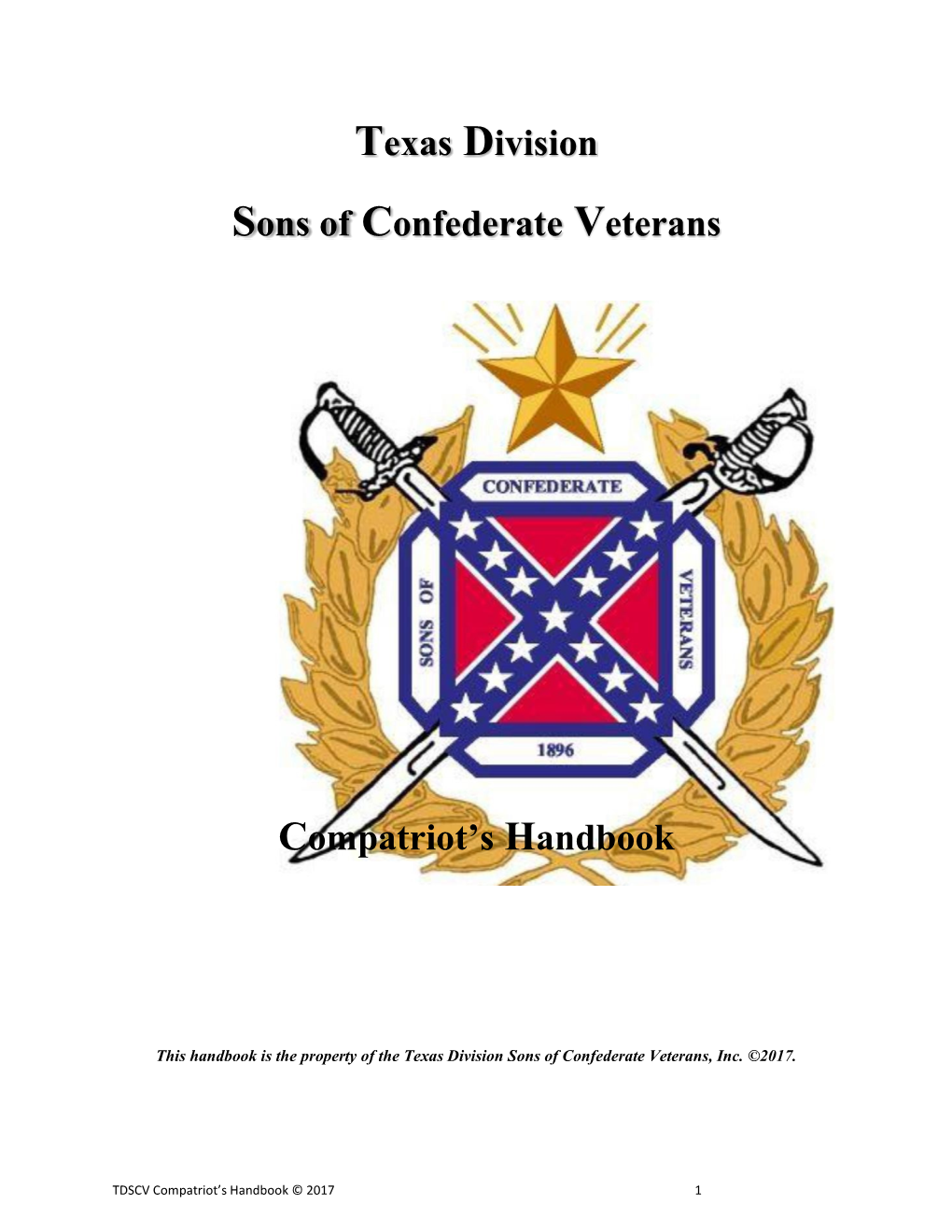 Texas Division Sons of Confederate Veterans Compatriot's Handbook