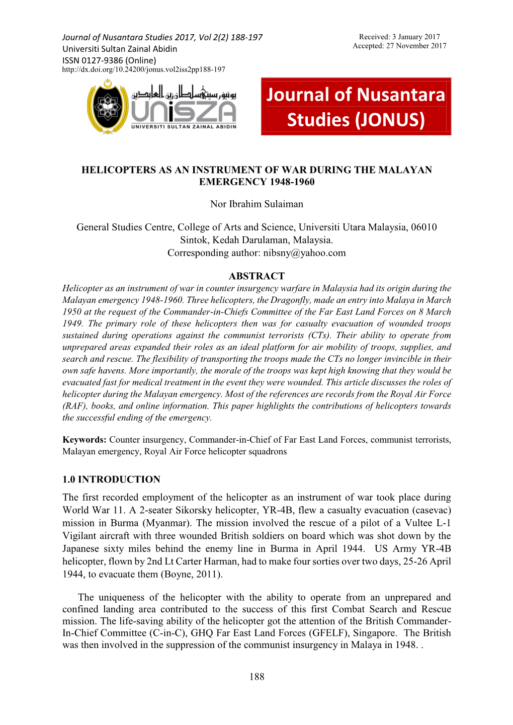 Journal of Nusantara Studies (JONUS)
