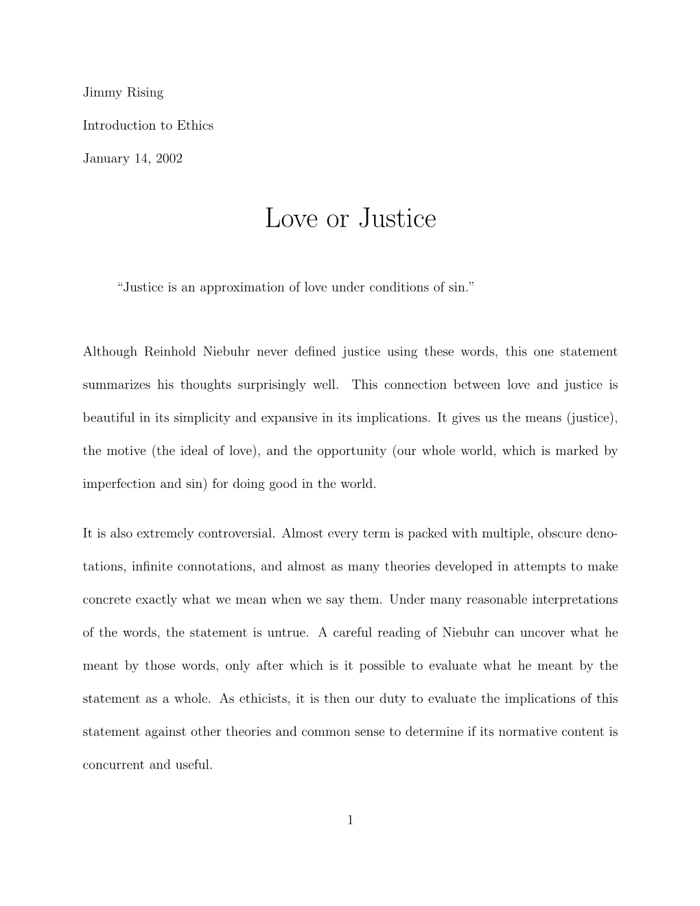 Love Or Justice