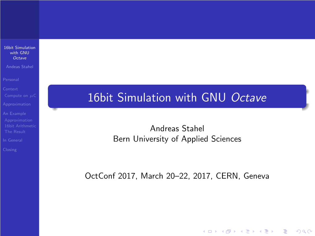 16Bit Simulation with GNU Octave