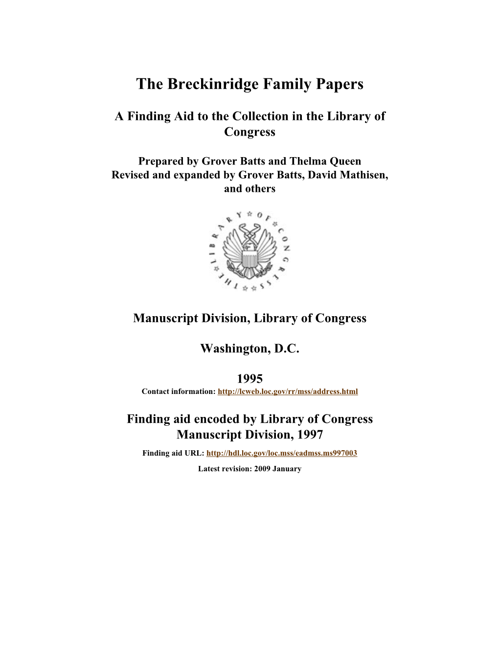 Breckinridge Family Papers