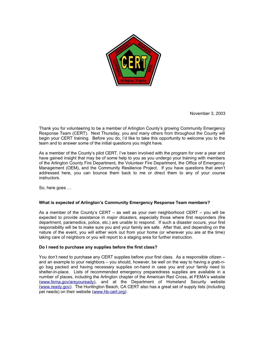 What Is Expected of Arlington S Community Emergency Response Team Members?