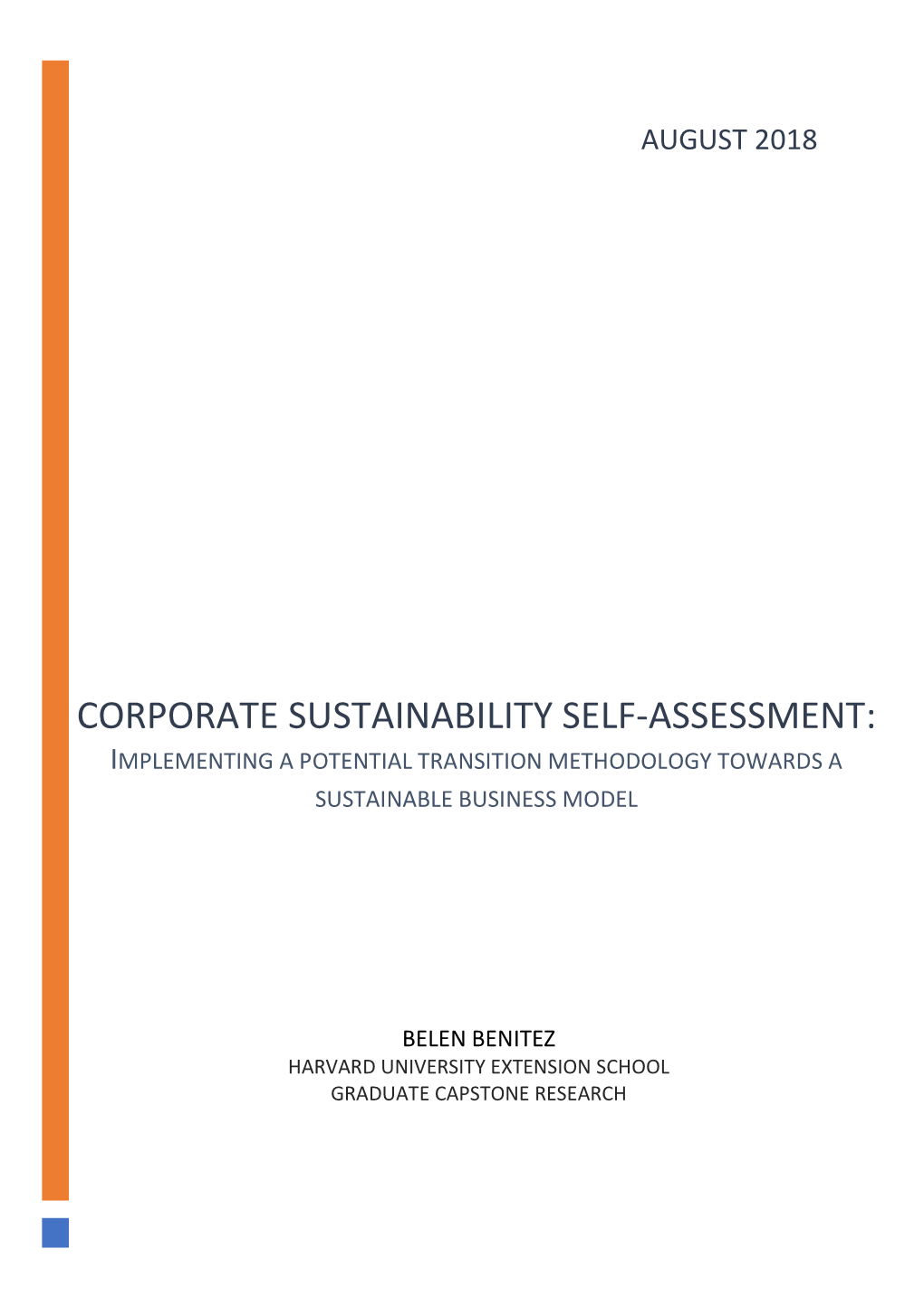 Corporate Sustainability Self-Assessment: Implementing a Potential Transition Methodology Towards a Sustainable Business Model