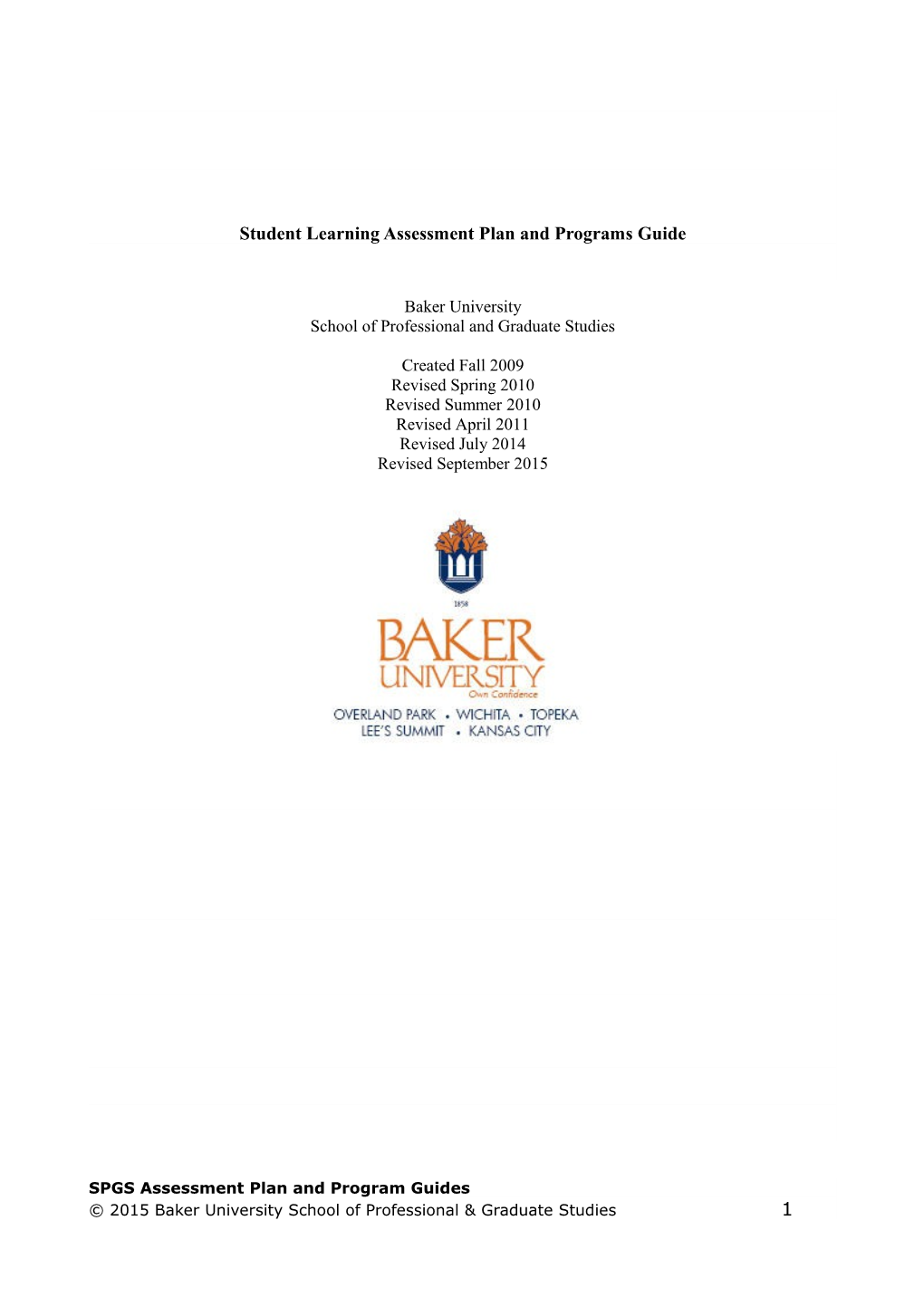 Student Learning Assessment Plan and Programs Guide