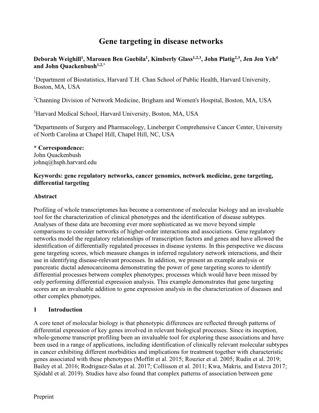 Gene Targeting in Disease Networks