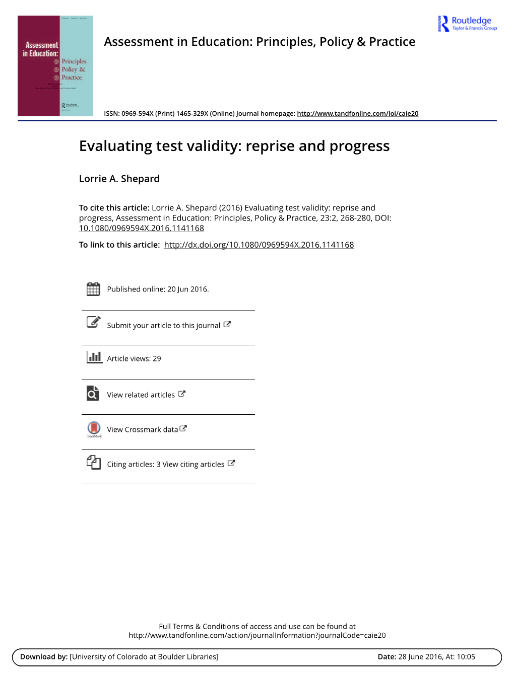 Evaluating Test Validity: Reprise and Progress