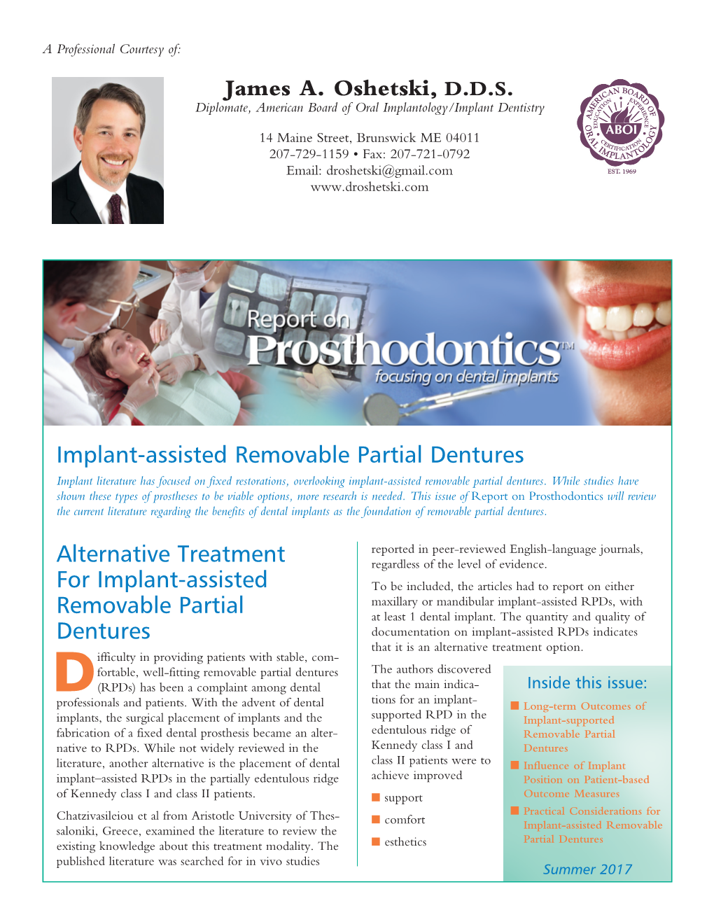 Alternative Treatment for Implant-Assisted Removable Partial