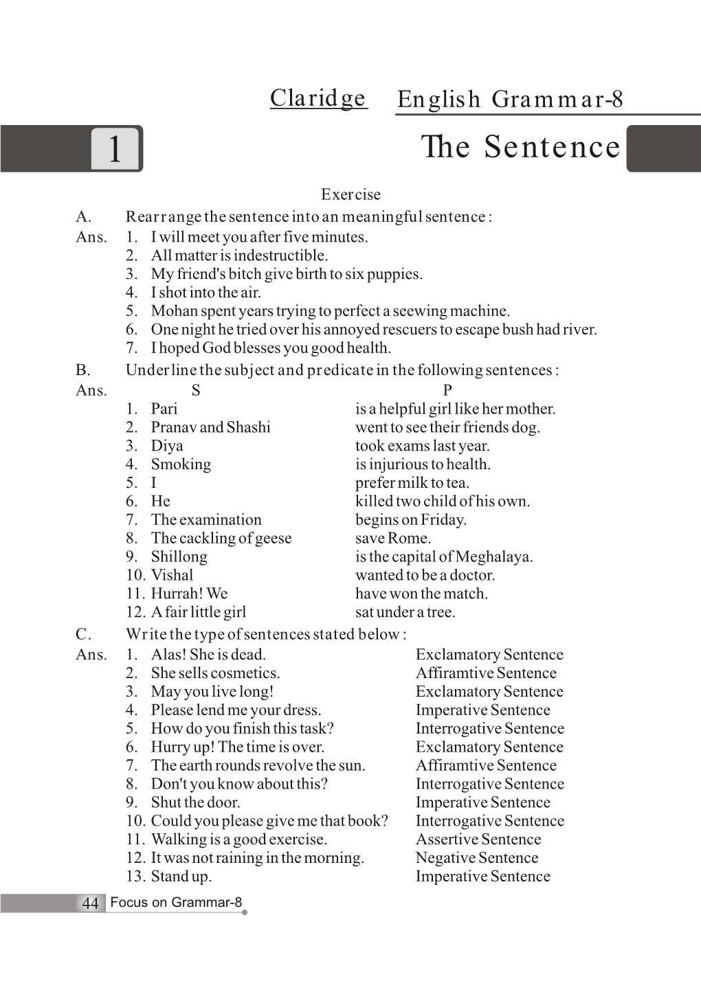 The Sentence Exercise A