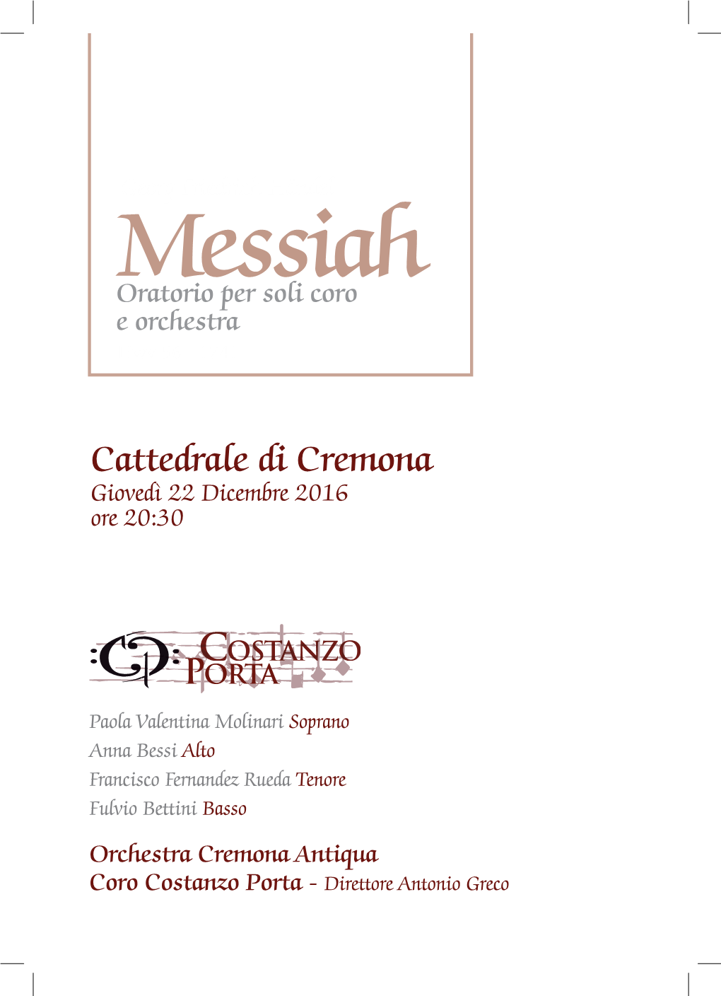 Messiah Per Soli Coro E Orchestra Hwv 56 - 1741