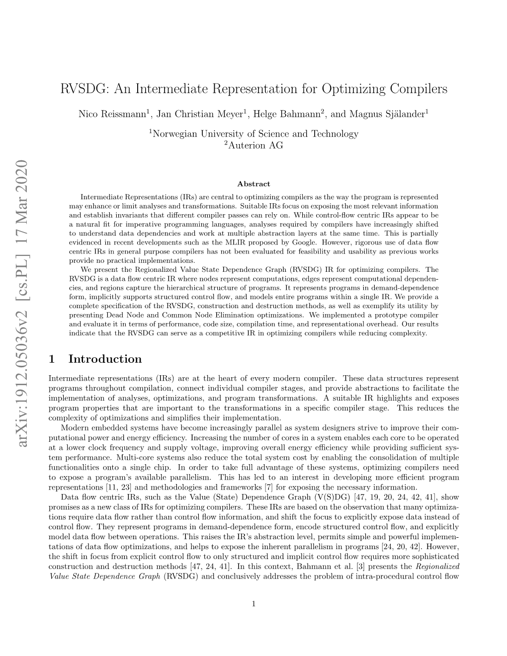 RVSDG: an Intermediate Representation for Optimizing Compilers