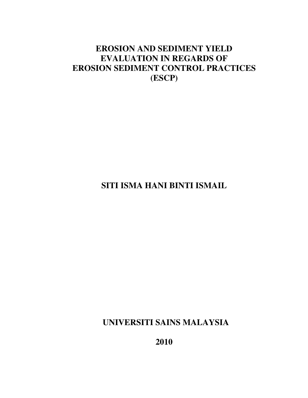 (Escp) Siti Isma Hani Binti Ismail Univer