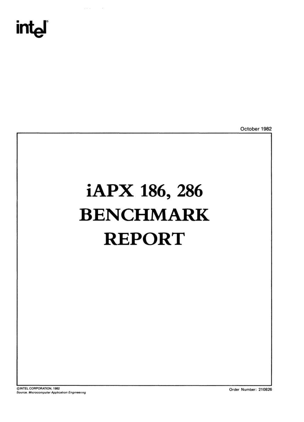 Iapx 186, 286 BENCHMARK REPORT