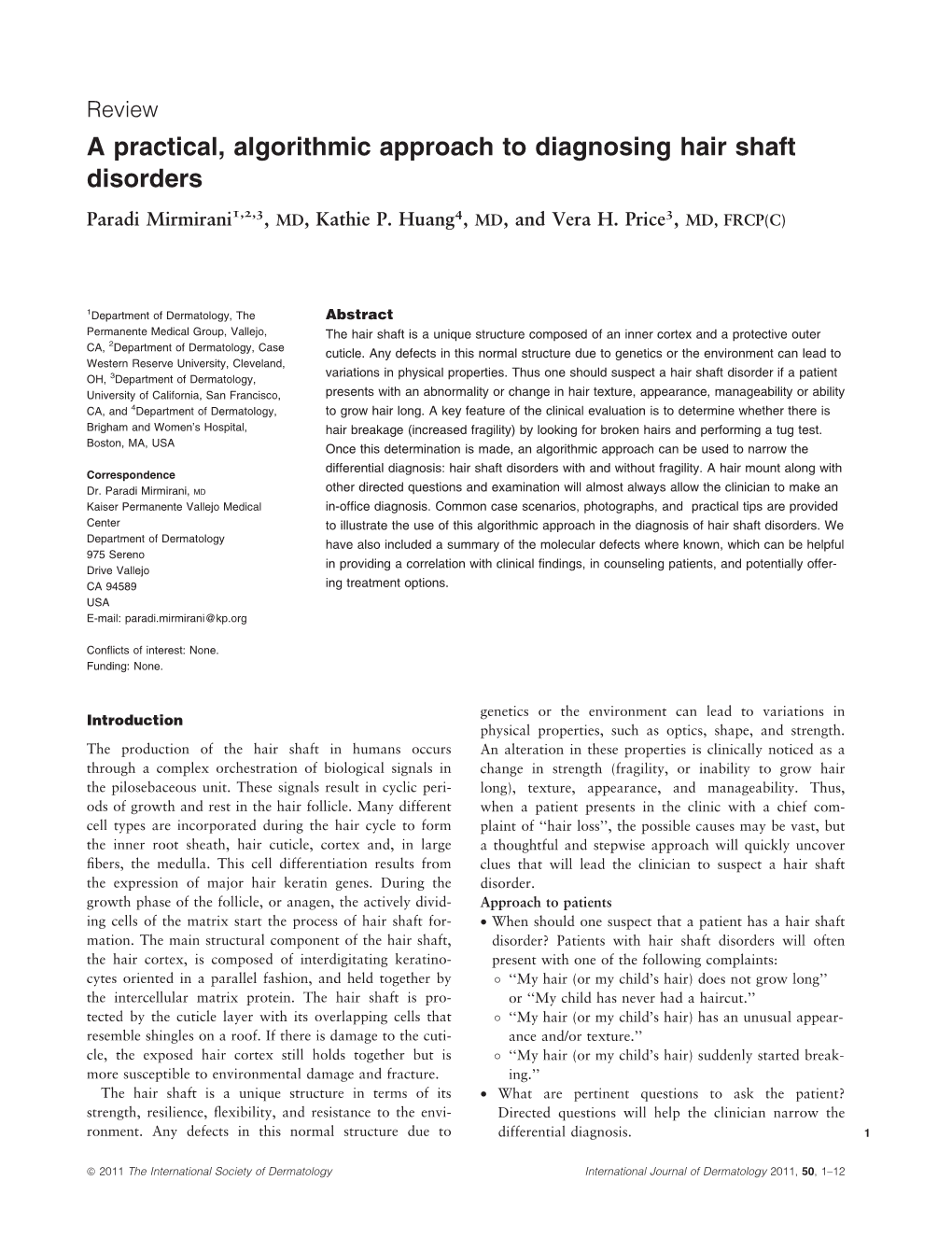 A Practical, Algorithmic Approach to Diagnosing Hair Shaft Disorders