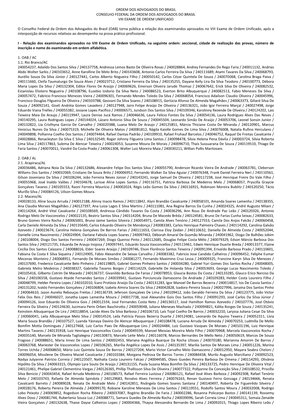 Ordem Dos Advogados Do Brasil Conselho Federal Da Ordem Dos Advogados Do Brasil Viii Exame De Ordem Unificado