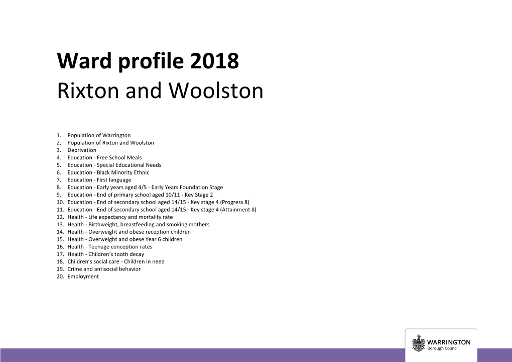 Rixton and Woolston Ward Profile 2018