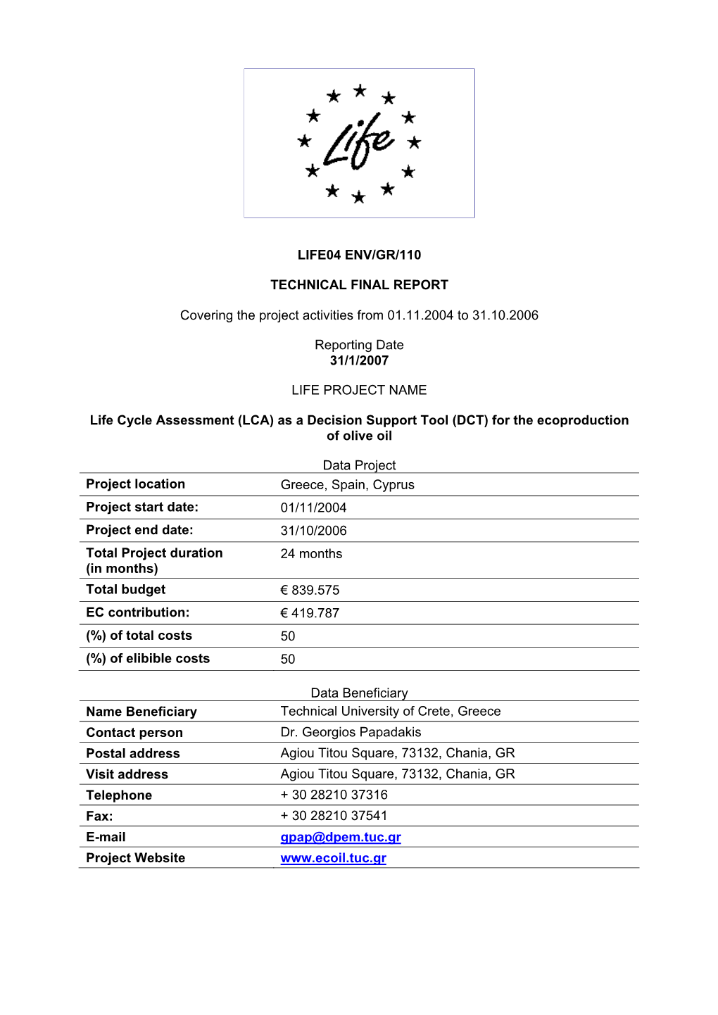 Technical Final Report