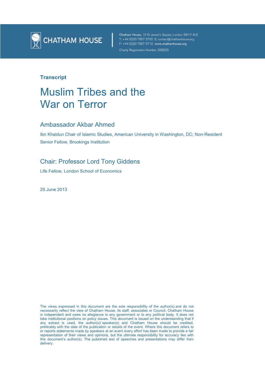 Muslim Tribes and the War on Terror