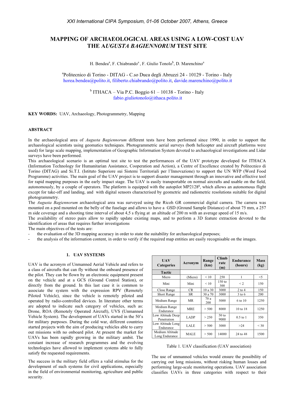 Mapping of Archaeological Areas Using a Low-Cost Uav the Augusta Bagiennorum Test Site